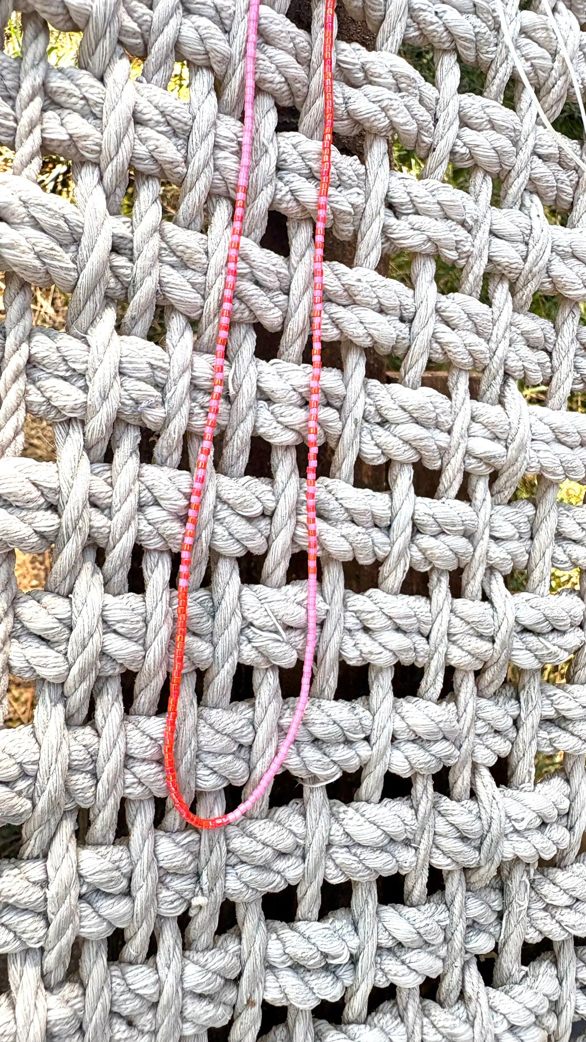 Handmade Orange & Pink Miyuki Beaded Necklace