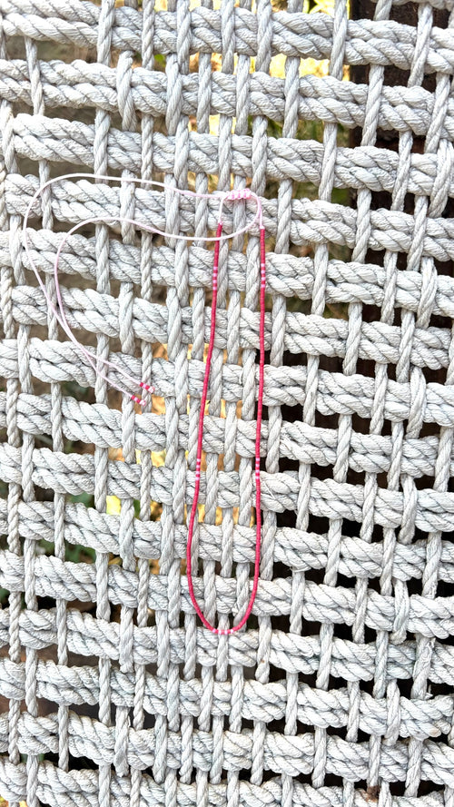 Handmade Coral Red & Pink Miyuki Beaded Necklace