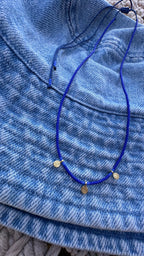 Cobalt Blue Miyuki Beaded Necklace with Gold-Plated Silver Charms
