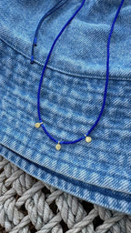 Cobalt Blue Miyuki Beaded Necklace with Gold-Plated Silver Charms