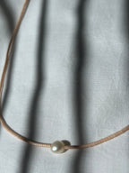Peach Miyuki necklace with a cultured pearl — Koï Design handmade necklace, photo 6