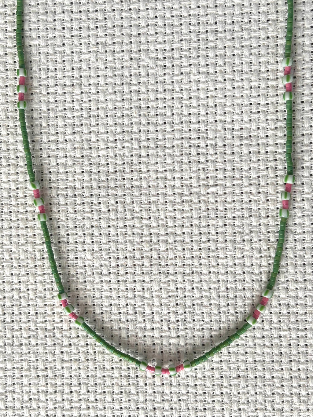 Green Miyuki and striped glass necklace — Koï Design handmade necklace, photo 9