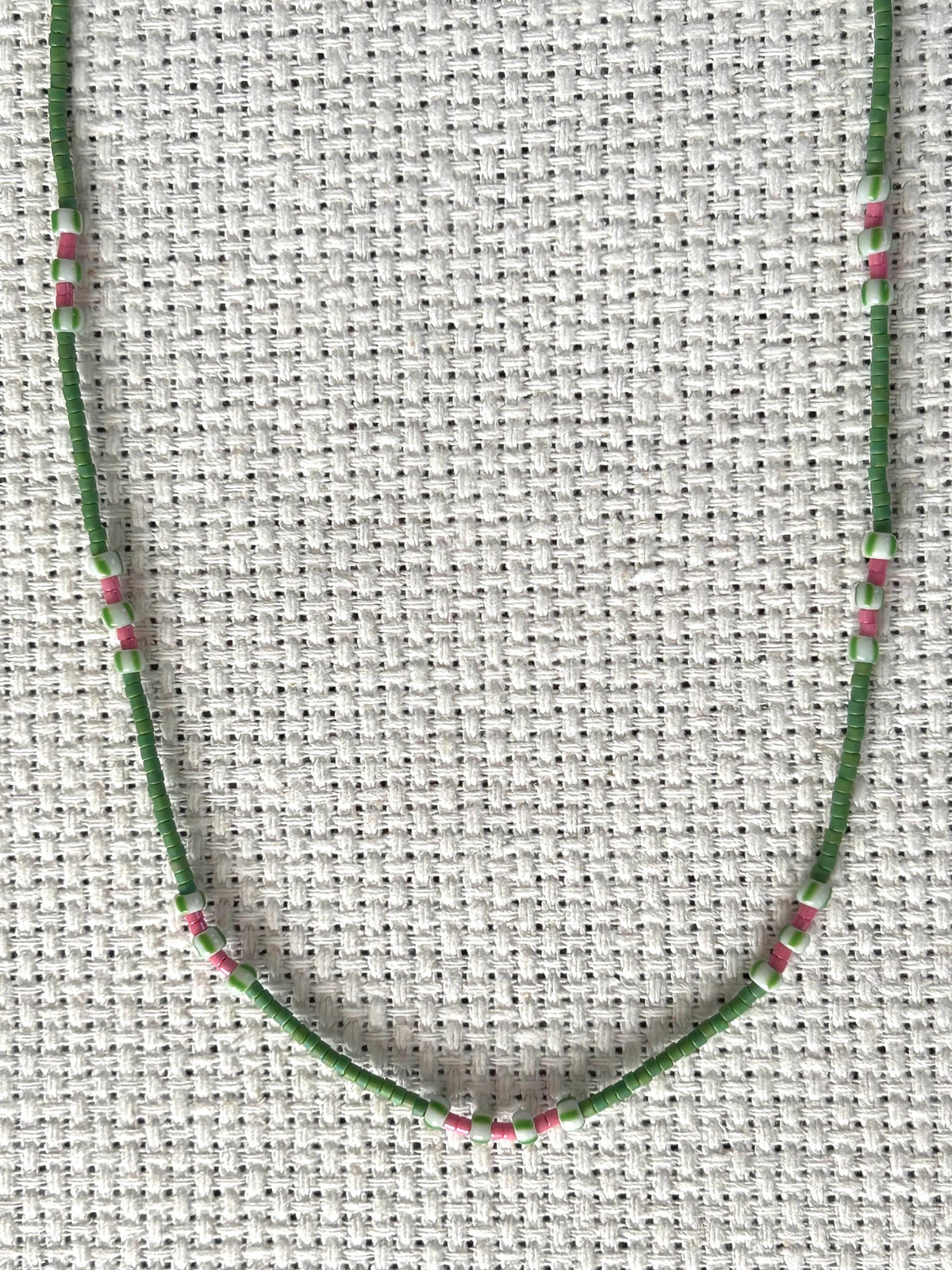 Green Miyuki and striped glass necklace — Koï Design handmade necklace, photo 9