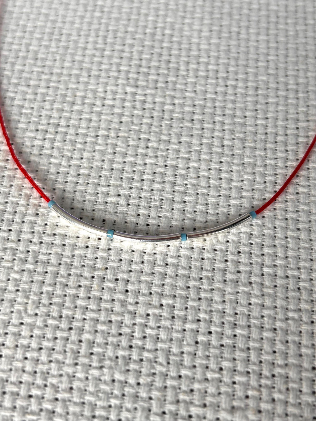 Red string sterling silver kabbalah necklace — Koï Design handmade necklace, photo 5