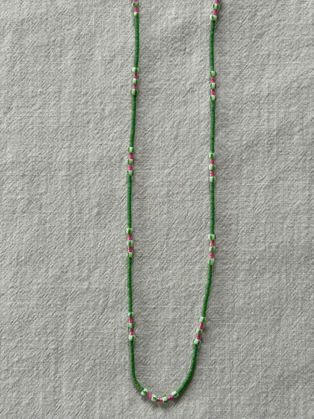 Green Miyuki and striped glass necklace — Koï Design handmade necklace, photo 4