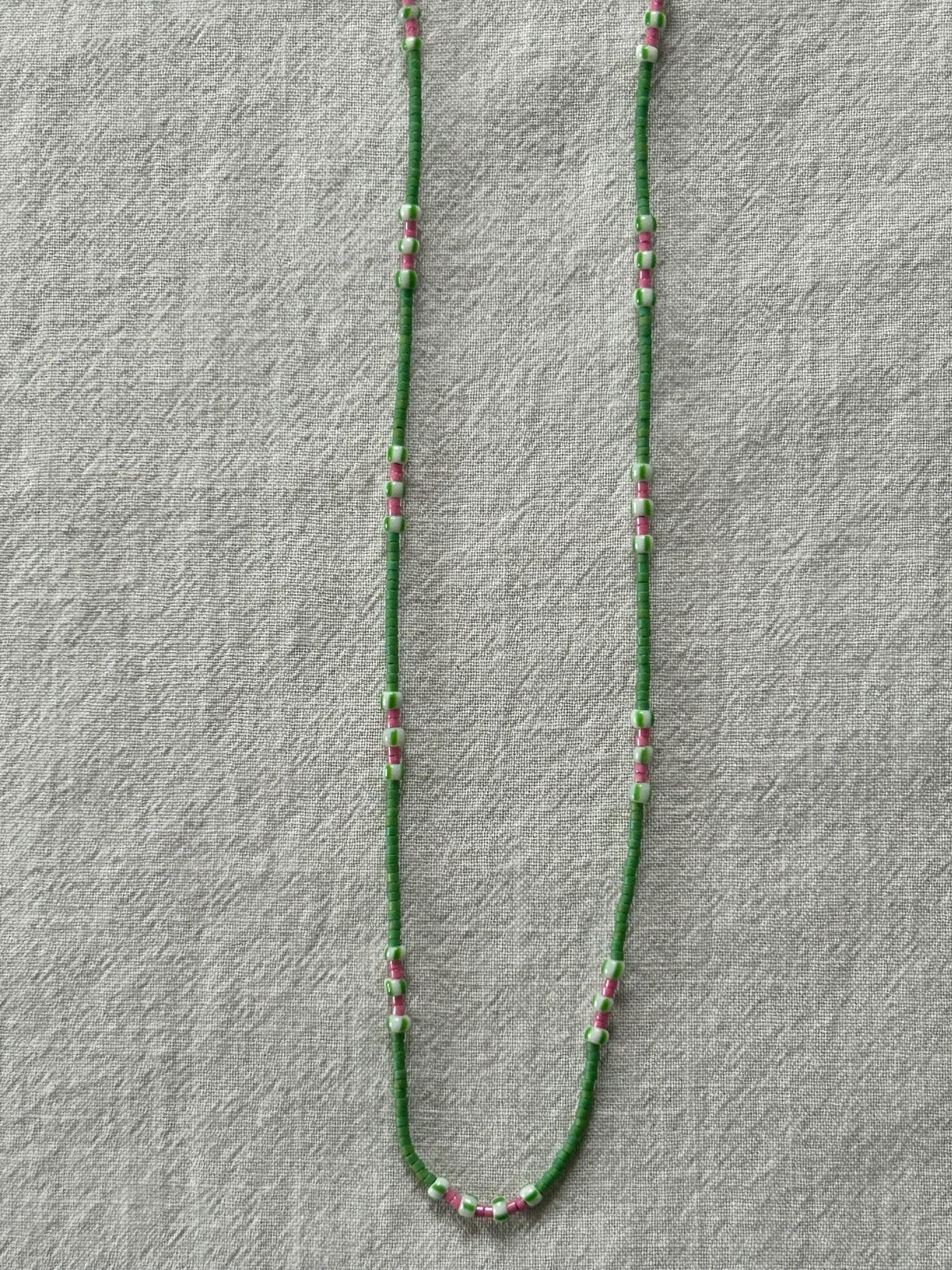 Green Miyuki and striped glass necklace — Koï Design handmade necklace, photo 4