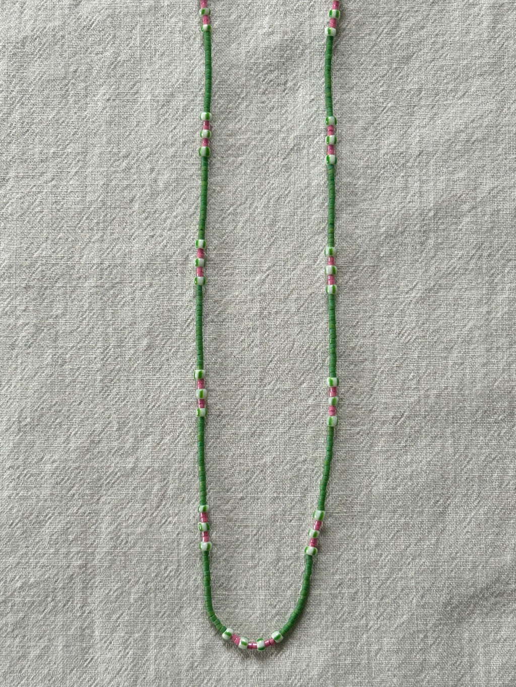 Green Miyuki and striped glass necklace — Koï Design handmade necklace, photo 5