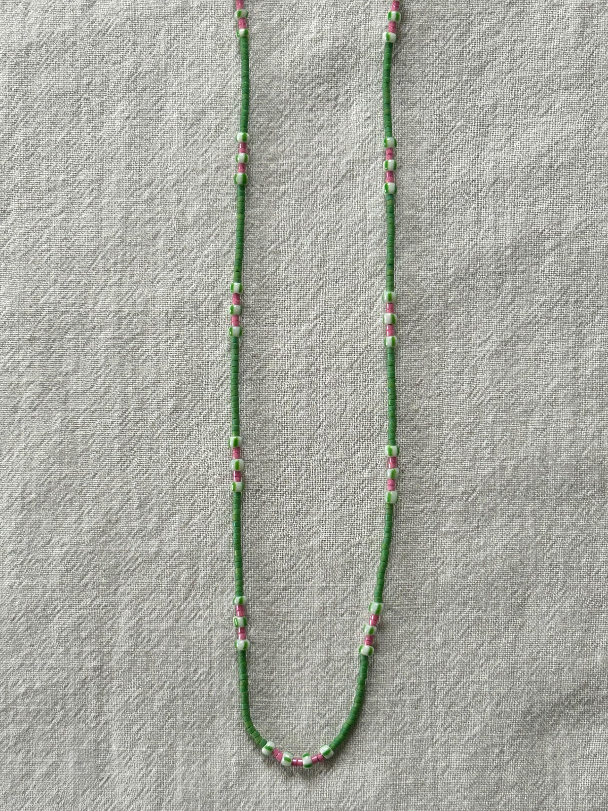 Green Miyuki and striped glass necklace — Koï Design handmade necklace, photo 5