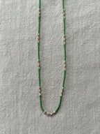 Green Miyuki and striped glass necklace — Koï Design handmade necklace, photo 3