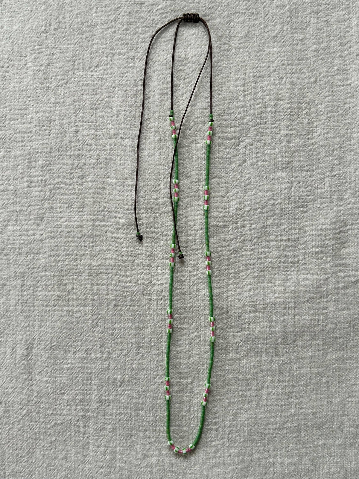 Green Miyuki and striped glass necklace — Koï Design handmade necklace, photo 7