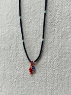 Evil-eye Miyuki necklace on a red string — Koï Design handmade necklace, photo 2