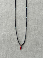 Evil-eye Miyuki necklace on a red string — Koï Design handmade necklace, photo 3