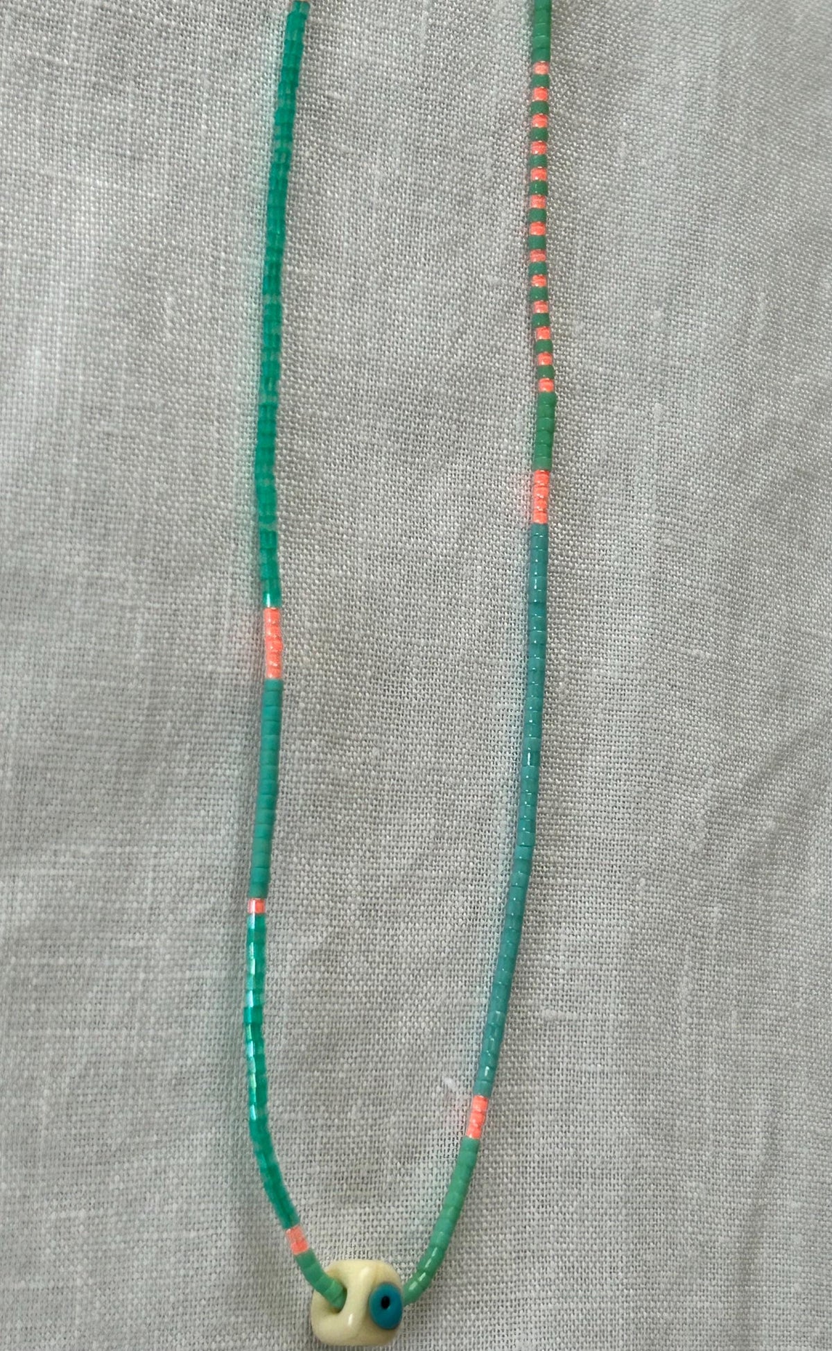 Multicolour Miyuki necklace with an evil eye — Koï Design handmade necklace, photo 8