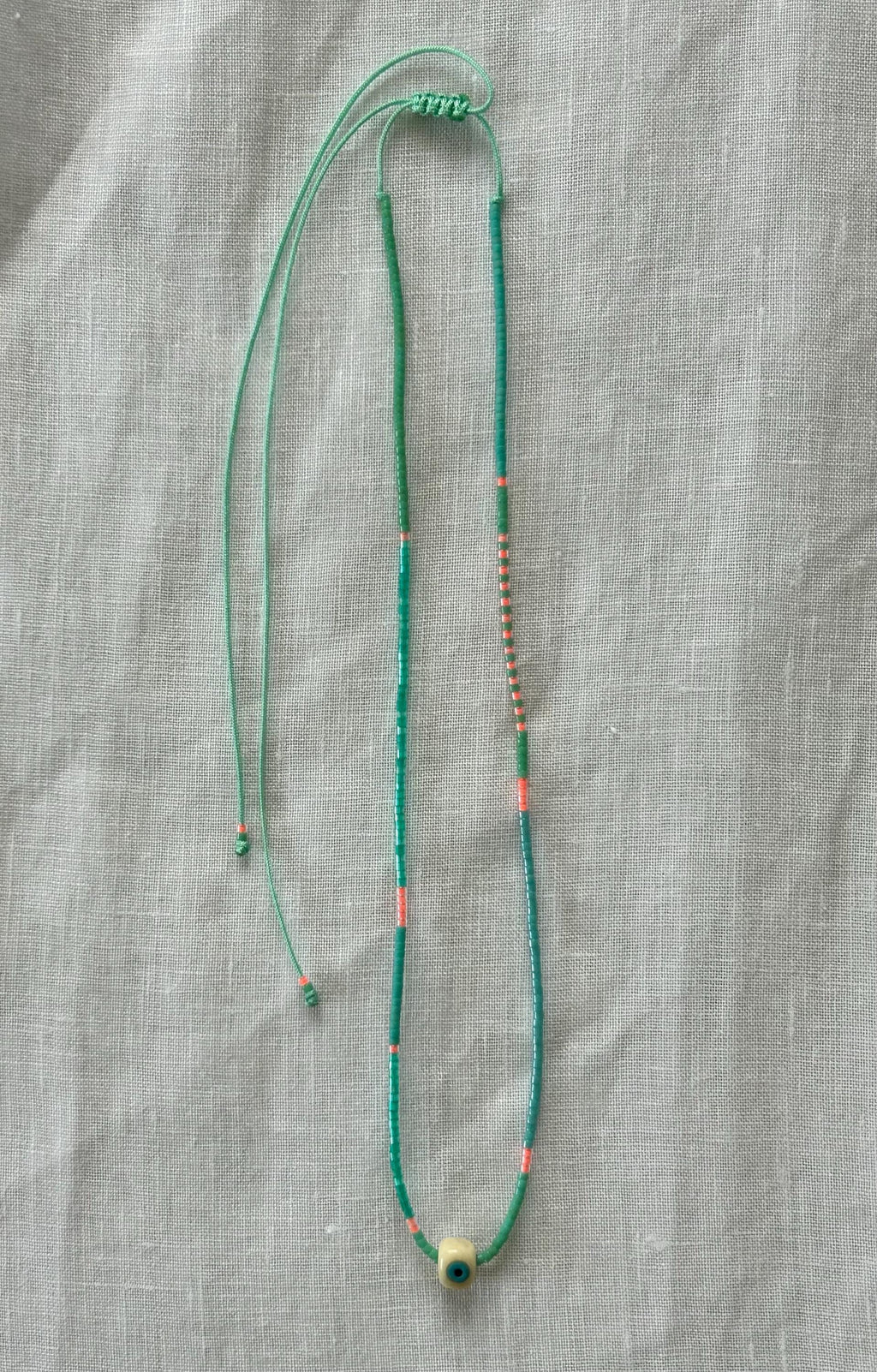 Multicolour Miyuki necklace with an evil eye — Koï Design handmade necklace, photo 4