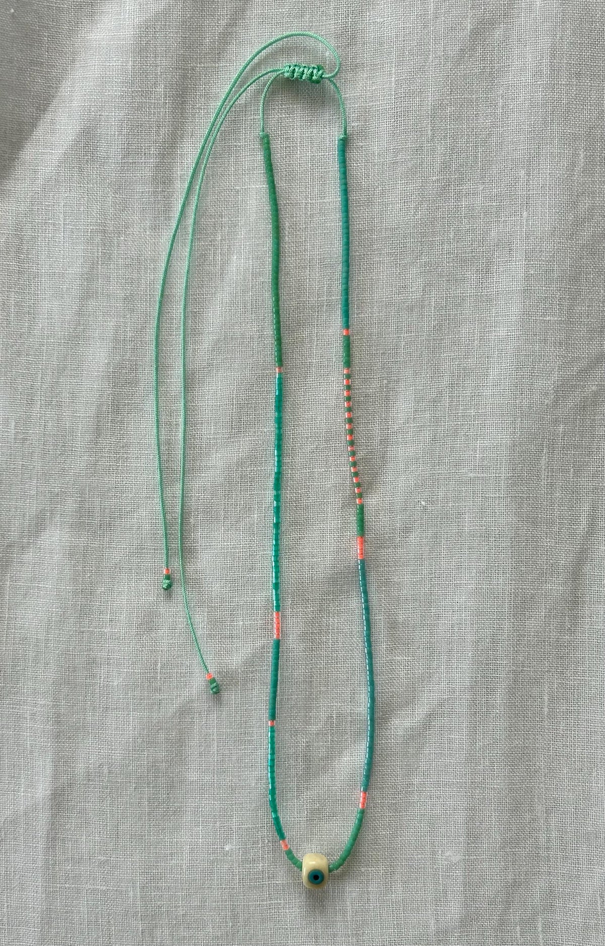 Multicolour Miyuki necklace with an evil eye — Koï Design handmade necklace, photo 4