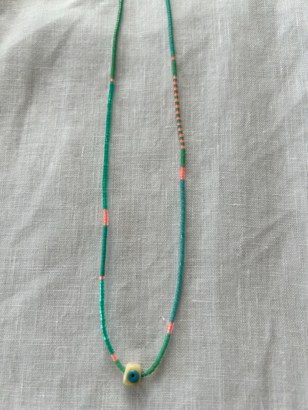 Multicolour Miyuki necklace with an evil eye — Koï Design handmade necklace, photo 6