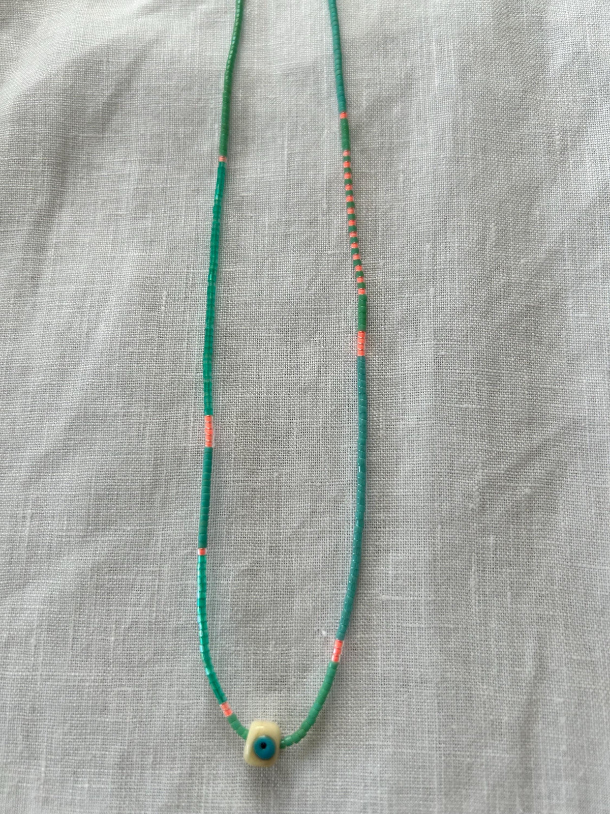Multicolour Miyuki necklace with an evil eye — Koï Design handmade necklace, photo 6