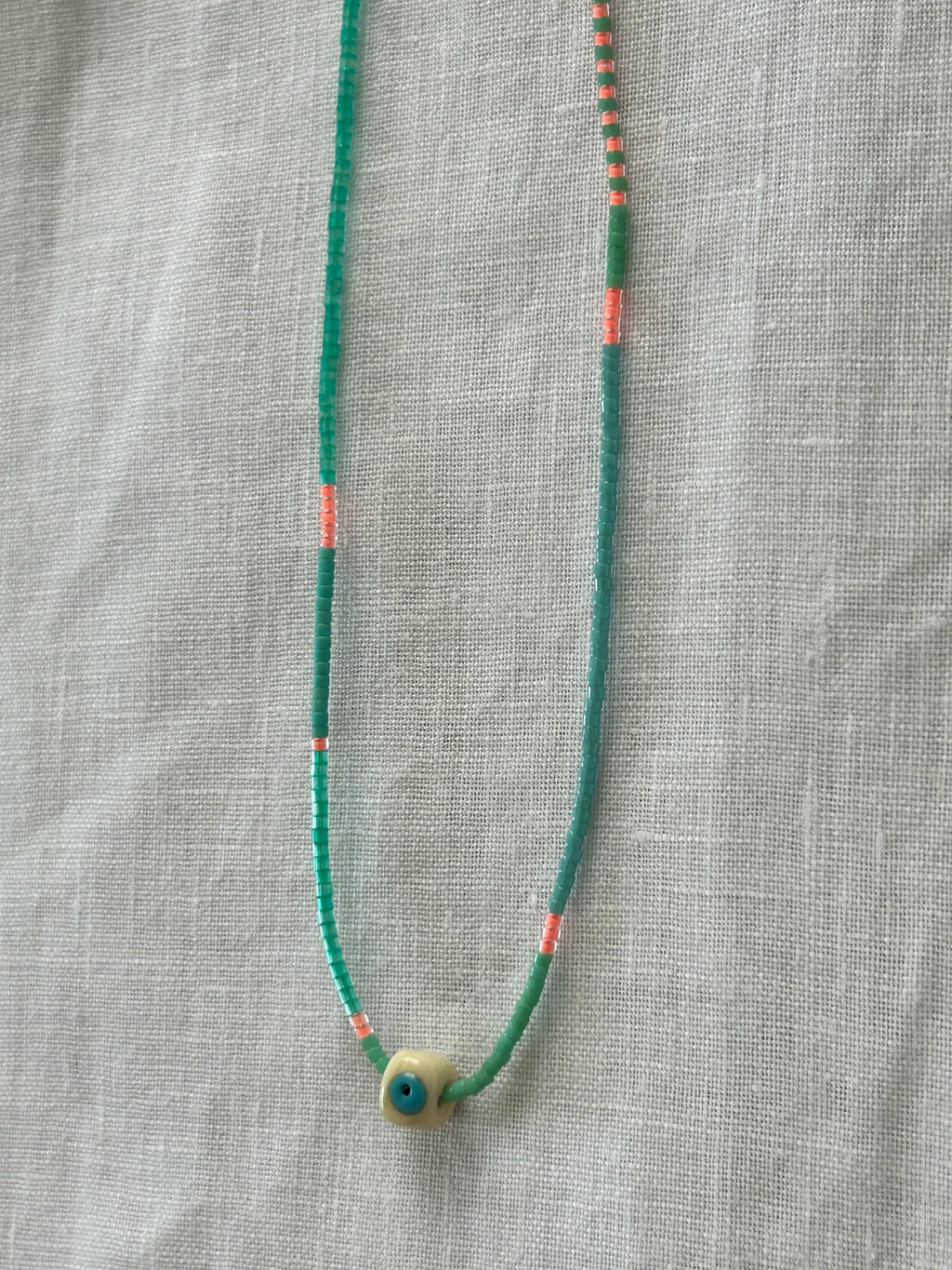 Multicolour Miyuki necklace with an evil eye — Koï Design handmade necklace, photo 3