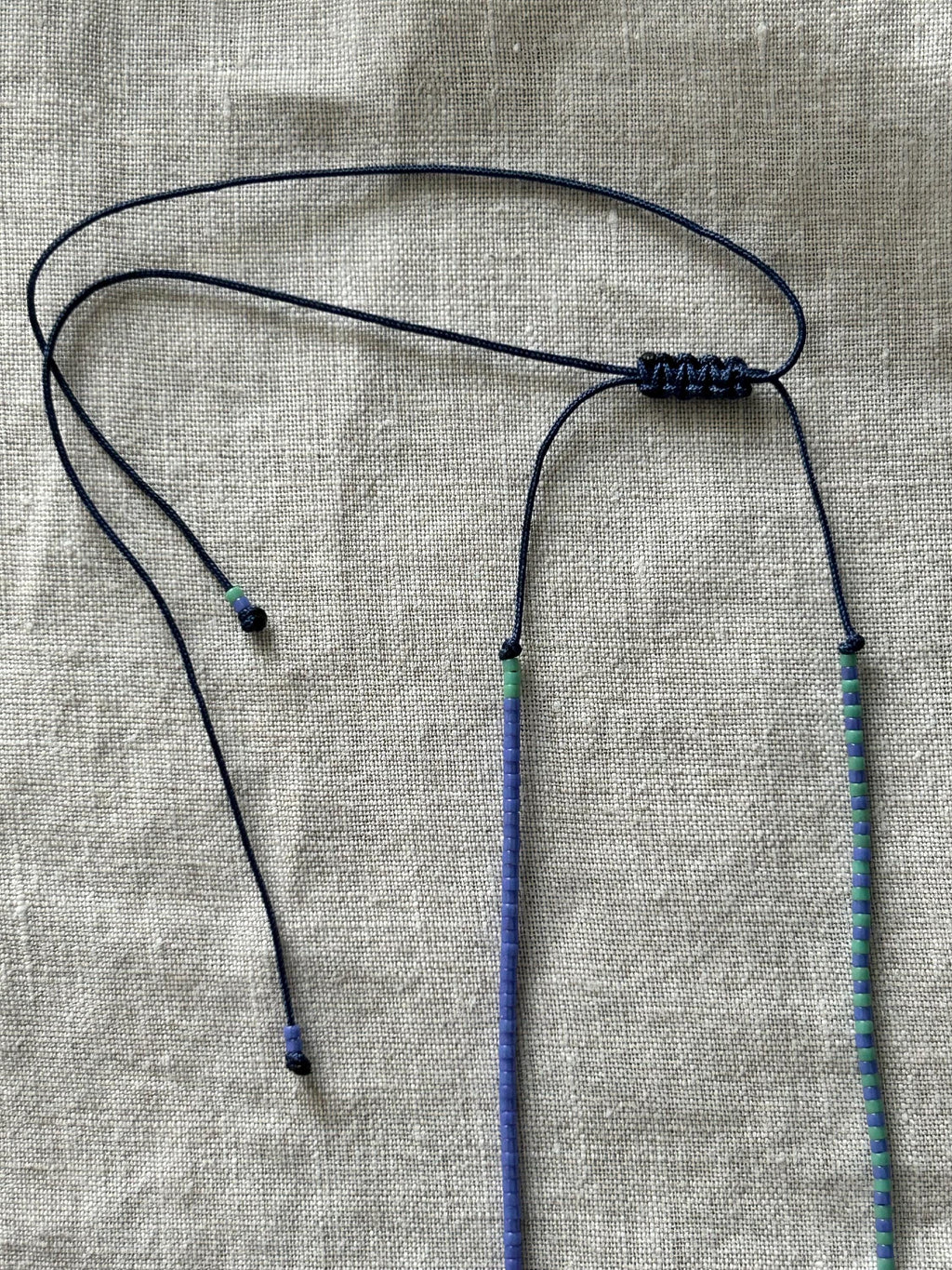 Lilac and mint Miyuki necklace with a glass evil eye — Koï Design handmade necklace, photo 5