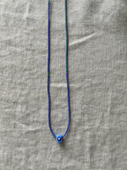 Lilac and mint Miyuki necklace with a glass evil eye — Koï Design handmade necklace, photo 2