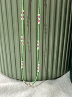 Green Miyuki and striped glass necklace — Koï Design handmade necklace, photo 2