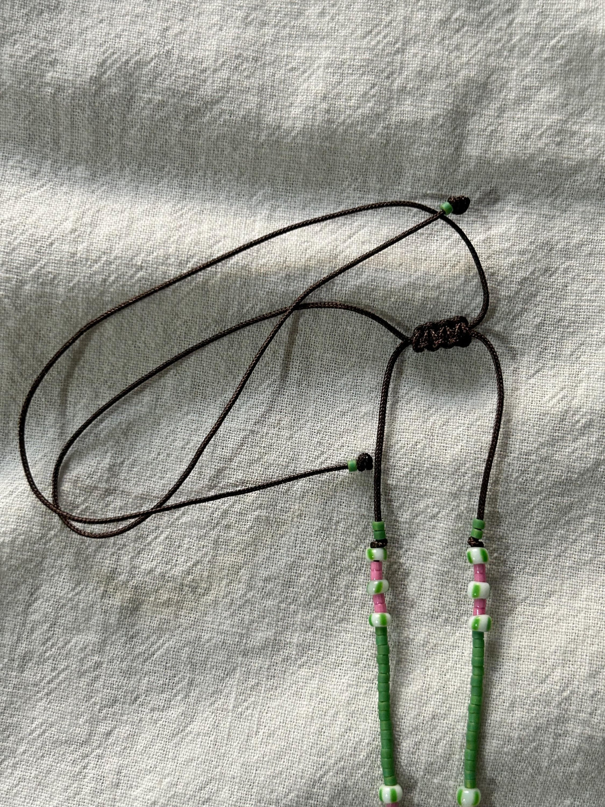Green Miyuki and striped glass necklace — Koï Design handmade necklace, photo 10