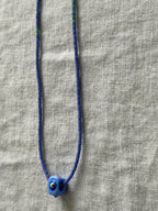 Lilac and mint Miyuki necklace with a glass evil eye — Koï Design handmade necklace, photo 4