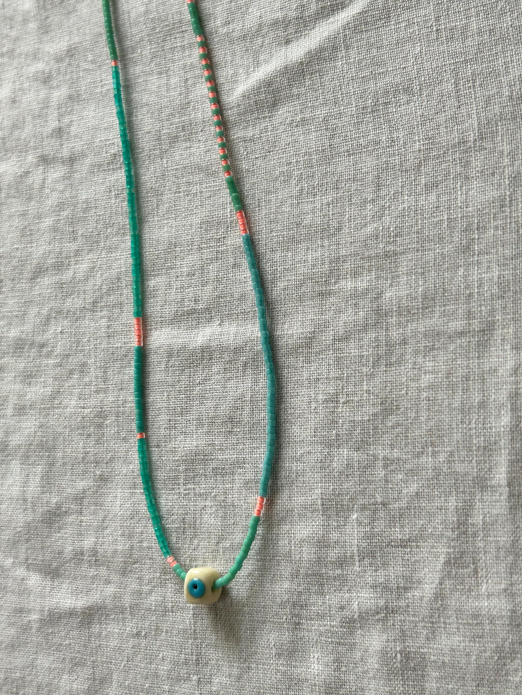 Multicolour Miyuki necklace with an evil eye — Koï Design handmade necklace, photo 10