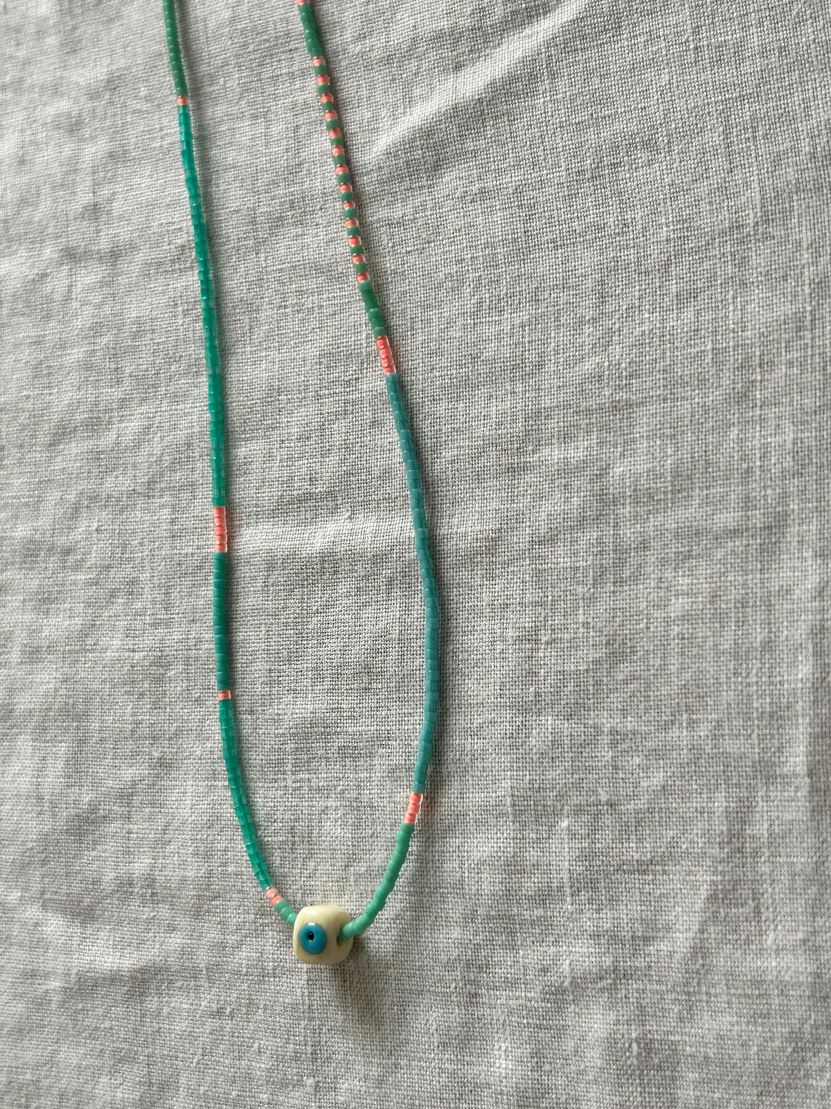 Multicolour Miyuki necklace with an evil eye — Koï Design handmade necklace, photo 10