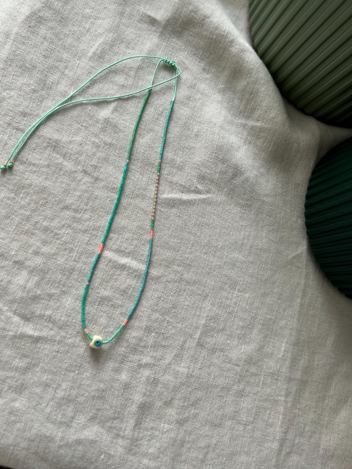 Multicolour Miyuki necklace with an evil eye — Koï Design handmade necklace, photo 1