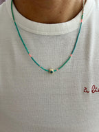 Multicolour Miyuki necklace with an evil eye — Koï Design handmade necklace, photo 2