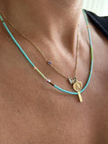 Colourful Miyuki necklace with a gold-plated charm — Koï Design handmade necklace, photo 1