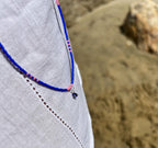 Blue and pink Miyuki necklace with a silver evil eye — Koï Design handmade necklace, photo 5