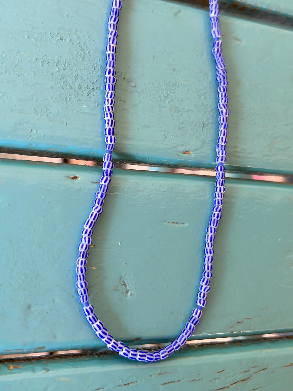 Blue striped glass and Miyuki necklace — Koï Design handmade necklace, photo 3