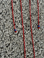 Red string necklace with silver tubes and blue Miyuki — Koï Design handmade necklace, photo 8