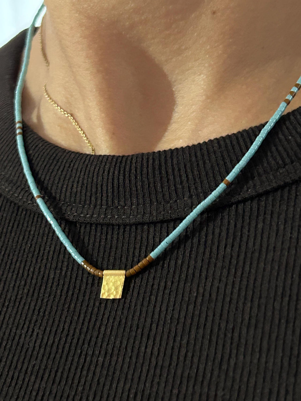 Miyuki necklace with a gold-plated charm — Koï Design handmade necklace, photo 3