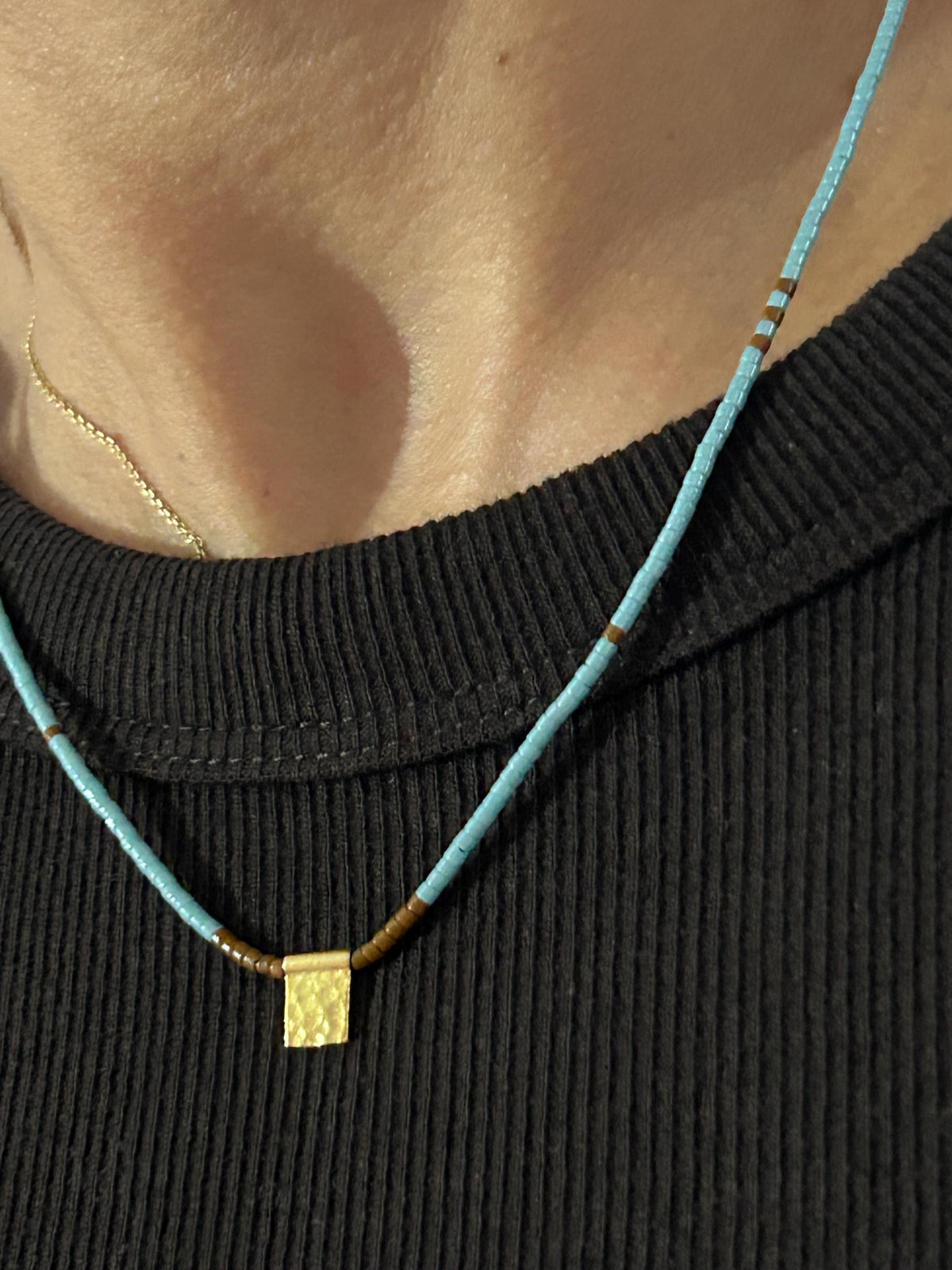 Miyuki necklace with a gold-plated charm — Koï Design handmade necklace, photo 2