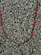 Red string necklace with silver tubes and blue Miyuki — Koï Design handmade necklace, photo 5