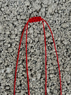 Red string necklace with silver tubes and blue Miyuki — Koï Design handmade necklace, photo 7