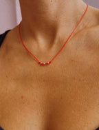 Red string kabbalah necklace with silver beads — Koï Design handmade necklace, photo 4