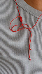 Red string kabbalah necklace with silver beads — Koï Design handmade necklace, photo 7