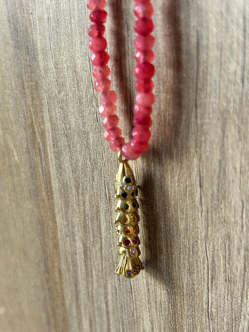 Moveable koi with quartz beads, gold-plated — Koï Design handmade necklace, photo 12