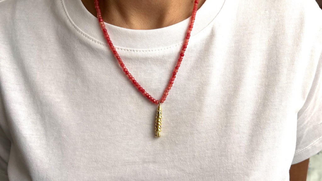 Moveable koi with quartz beads, gold-plated — Koï Design handmade necklace, photo 7