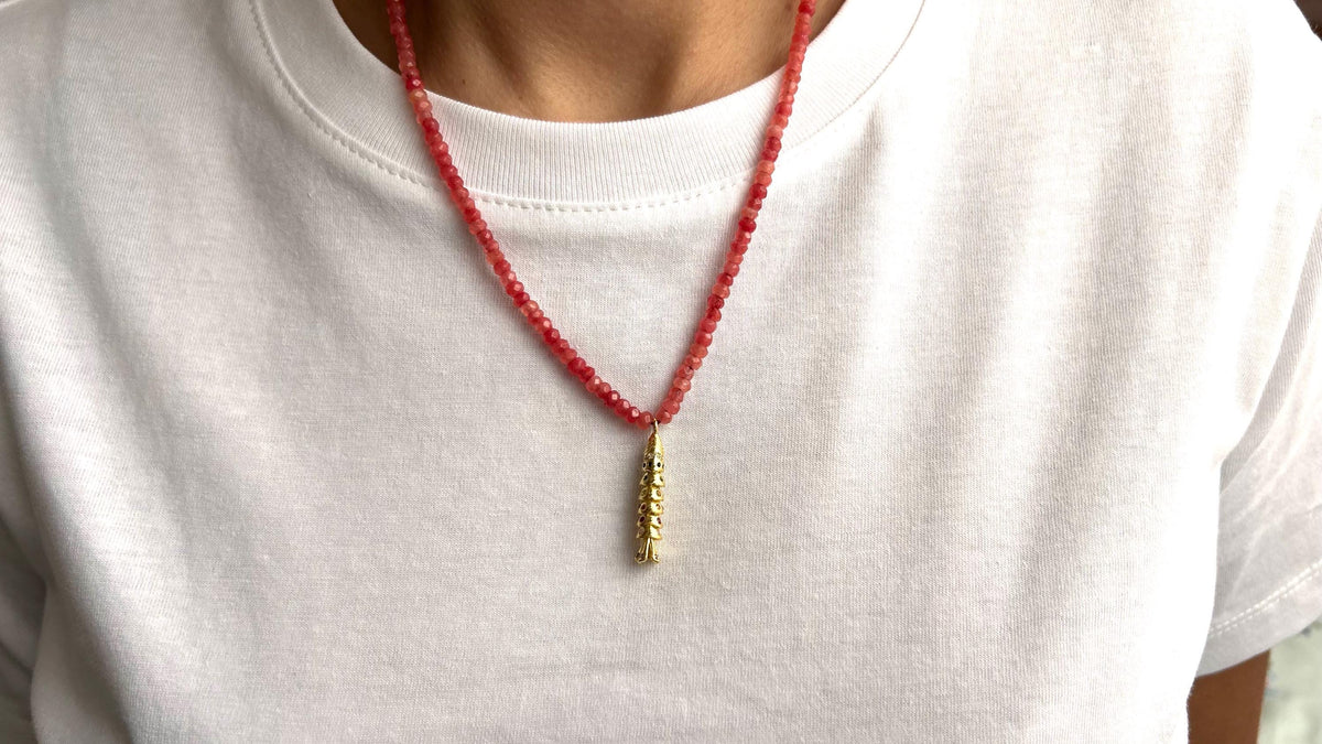 Moveable koi with quartz beads, gold-plated — Koï Design handmade necklace, photo 7