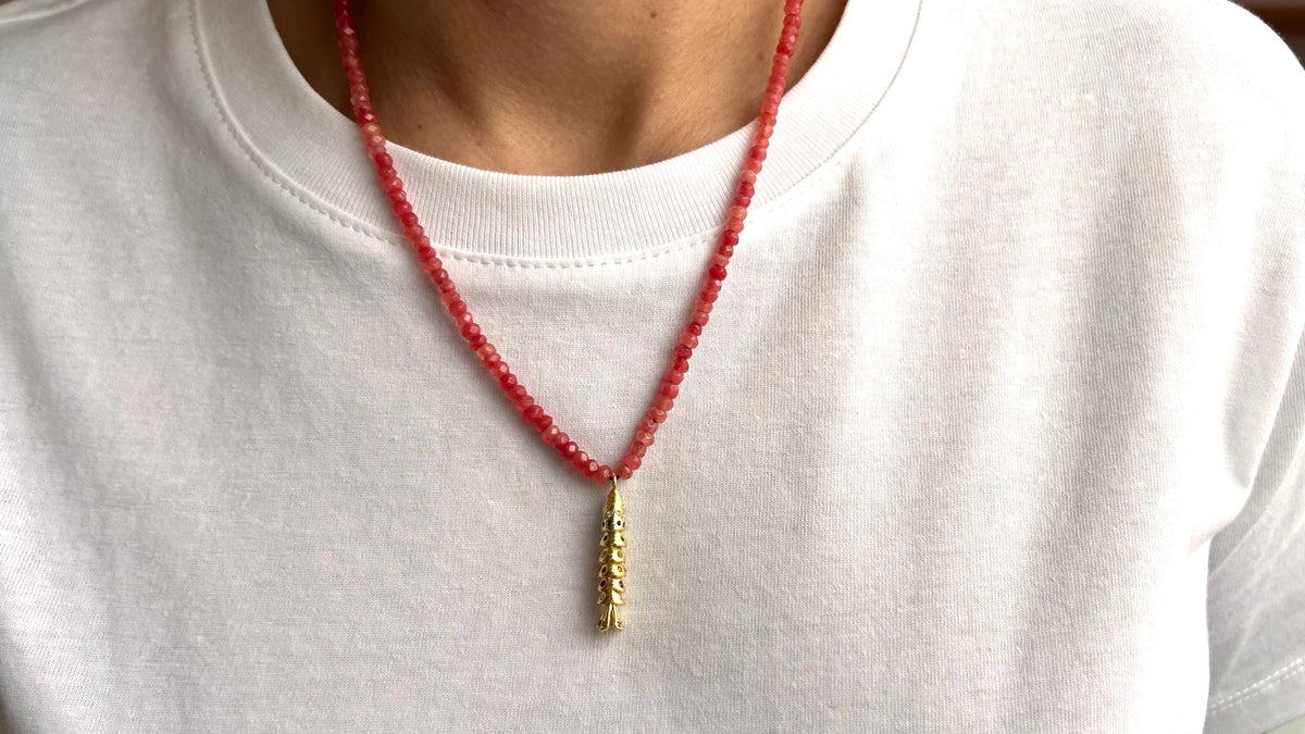 Moveable koi with quartz beads, gold-plated — Koï Design handmade necklace, photo 1