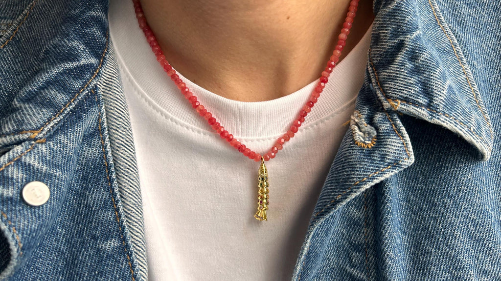 Moveable koi with quartz beads, gold-plated — Koï Design handmade necklace, photo 5